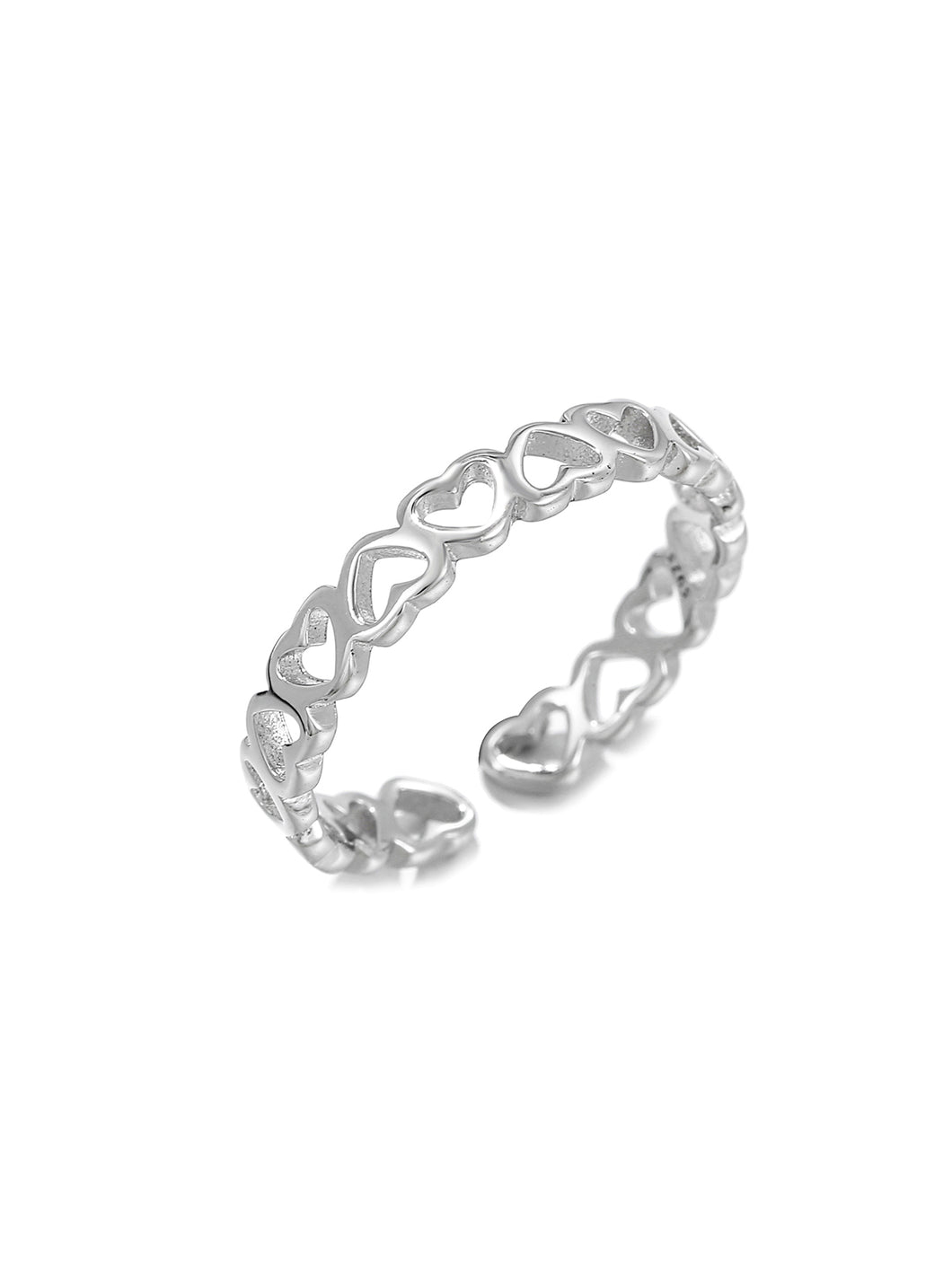 Heart Decor Cuff Silver Ring