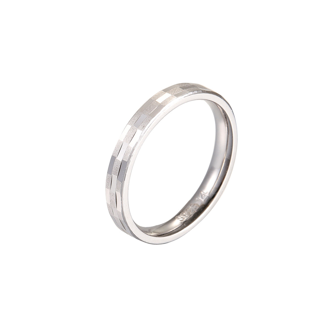 Plaid Pattern Silver Ring