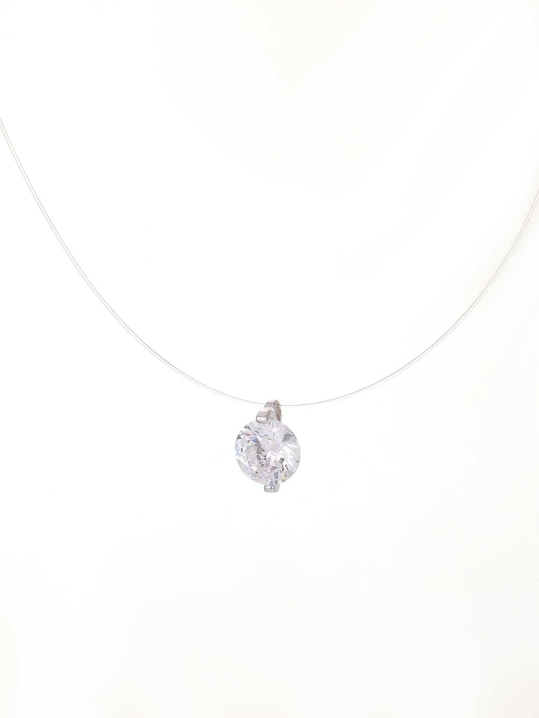 Cubic Zirconia Charm Silver Necklace