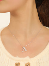 Load image into Gallery viewer, Rhinestone Letter Pendant Silver Necklace
